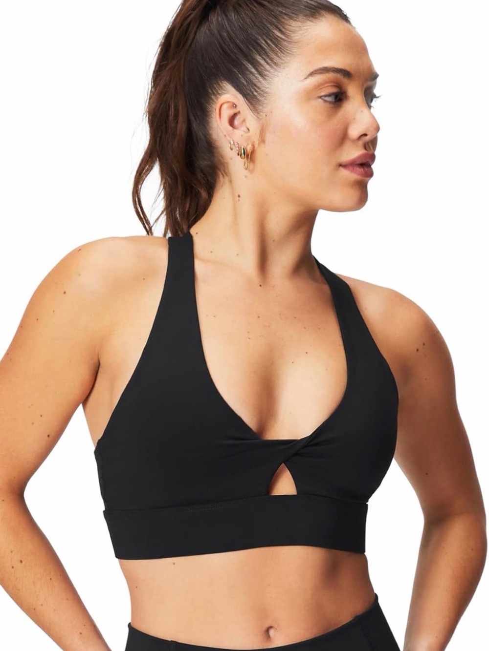 Fabletics Black Oasis Twist Medium Impact Sports Bra Size XXL